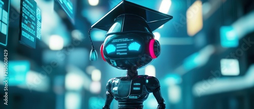 Futuristic robot graduate