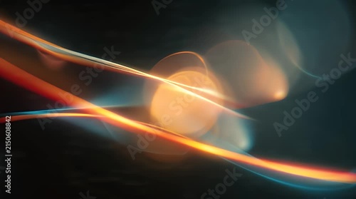 Abstract Light Trails and Lens Flare in Dark Background