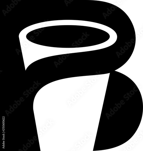 The vector is a monogram of the letter B and cup.
