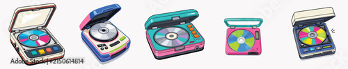 Y2K Retro Pop Portable CD Player Vector