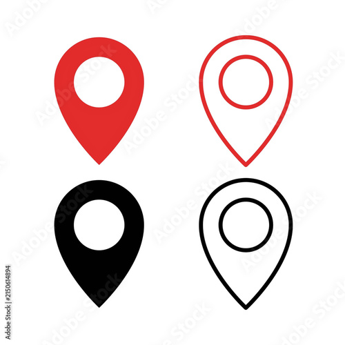 Location Pin Vector Icons Set for Map Navigation and Place Marker
