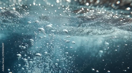 Orange Fruit Falling into Water with Bubbles