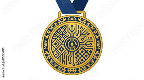 Golden Technology Award Medal with Blue Ribbon