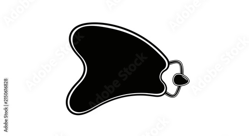Black gua sha tool silhouette against a white background featuring a curved shape and rounded handle facial beauty device skincare accessory massage instrument contouring lymphatic