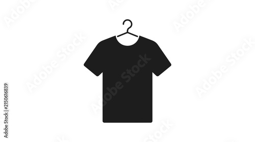 Isolated Black T-Shirt Icon on Hanger