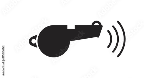 Isolated Black Whistle Icon with Sound Waves
