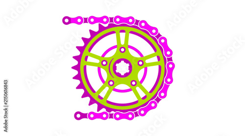 Isolated Bicycle Chain and Sprocket Illustration