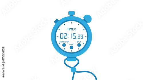 Isolated Blue Stopwatch Timer with Digital Display