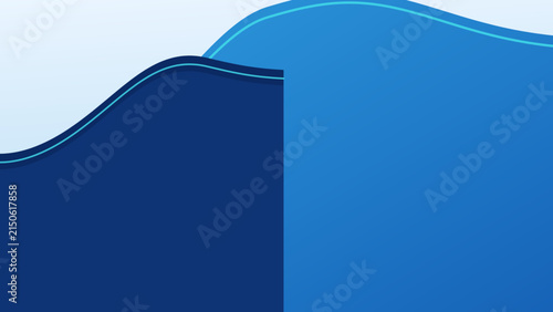 Abstract blue wave background, corporate geometric vector illustration, modern navy and cyan flowing curves for business presentation slides
