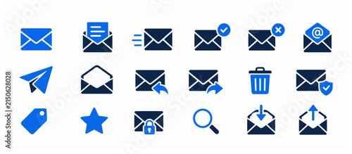 Cuadro en lienzo Email and communication icon set in flat style