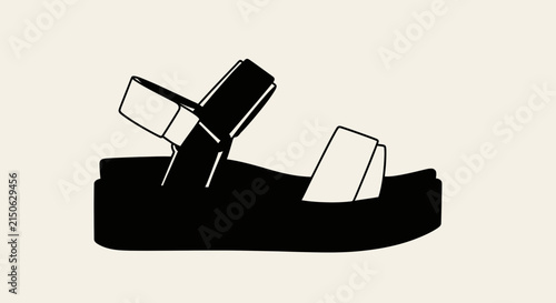 Sandal silhouette against a light beige background