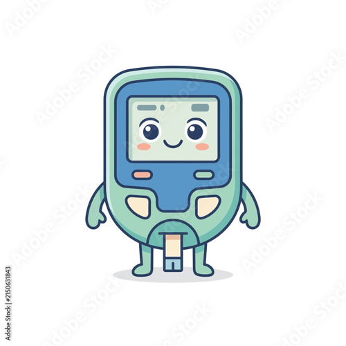 Cute Cartoon Glucose Meter Character