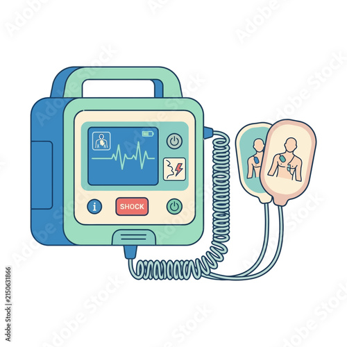 Defibrillator device, medical equipment for emergency cardiac arrest resuscitation