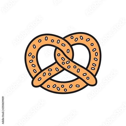 Golden brown salted snack pretzel vector isolated on white