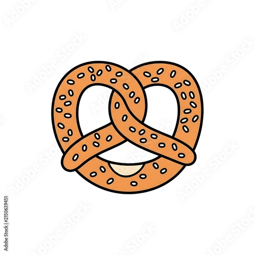 Simple golden brown baked pretzel vector on white background