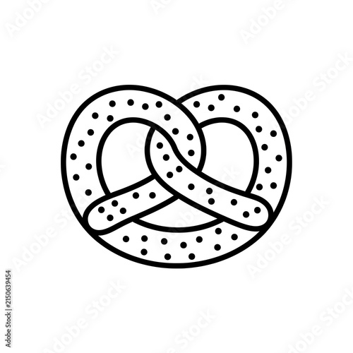 Minimalist black and white salted pretzel vector icon