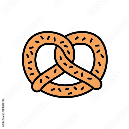 Salty snack pretzel vector icon on a plain white background