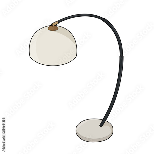 Canvas Print illustration of a modern arc floor lamp with curved metal frame and dome lampsha