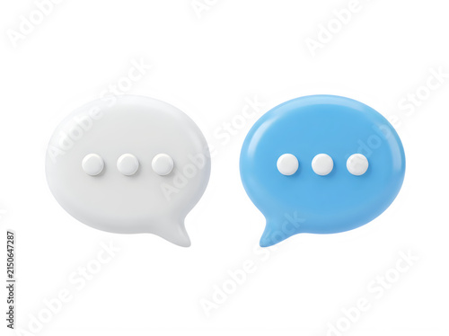 Two 3d speech bubble icons for chat and communication isolated on transparent background