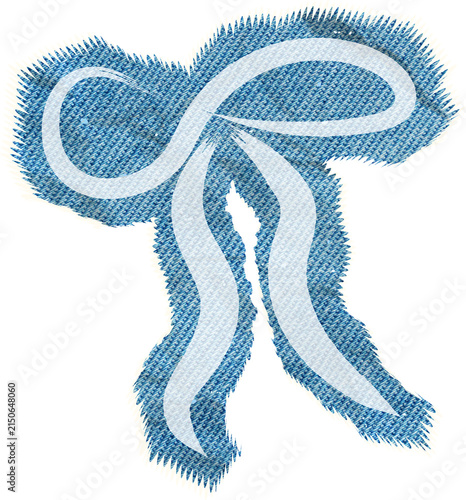 Denim Bow Ribbon Craft, Cut Out Sticker Jeans Scrapbook 