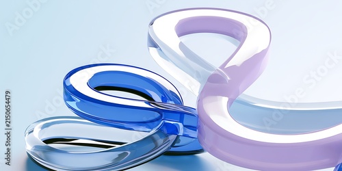 Floating Glass Curves with Soft Blue Transparency and Minimal Space, 3d render