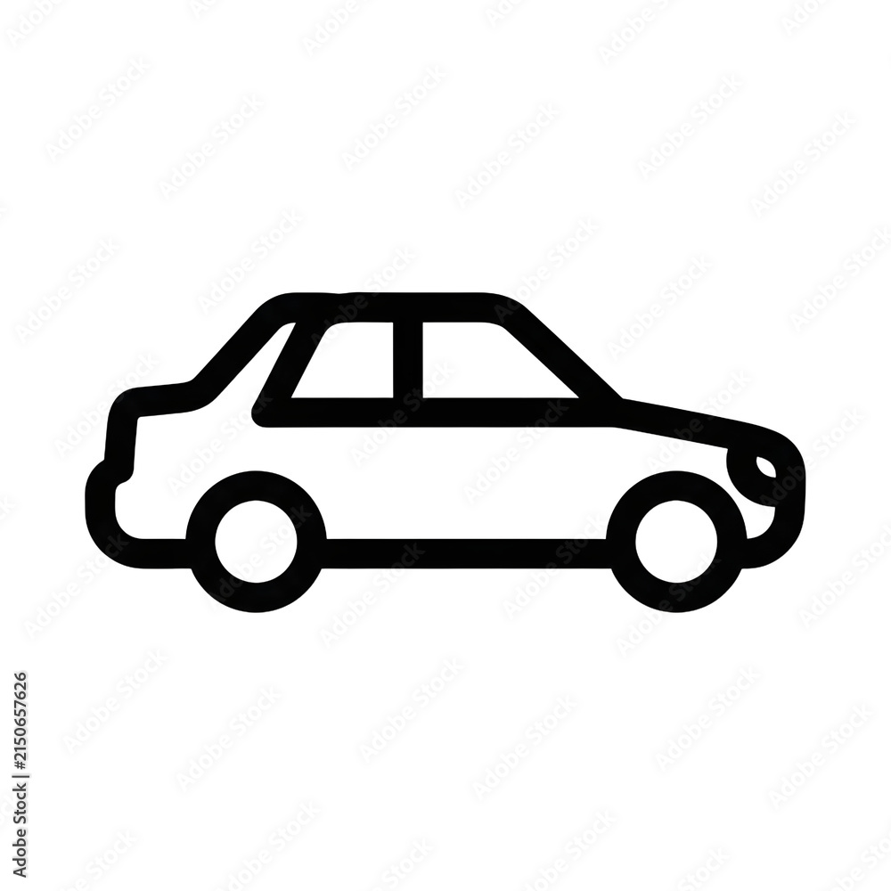 Naklejka premium Simple Black and White Sedan Car Icon Outline