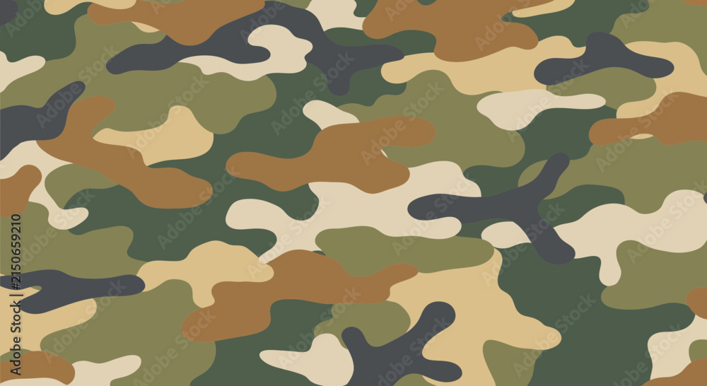 Fototapeta premium Abstract Camouflage Pattern, Military Style, Woodland Colors, Seamless Background