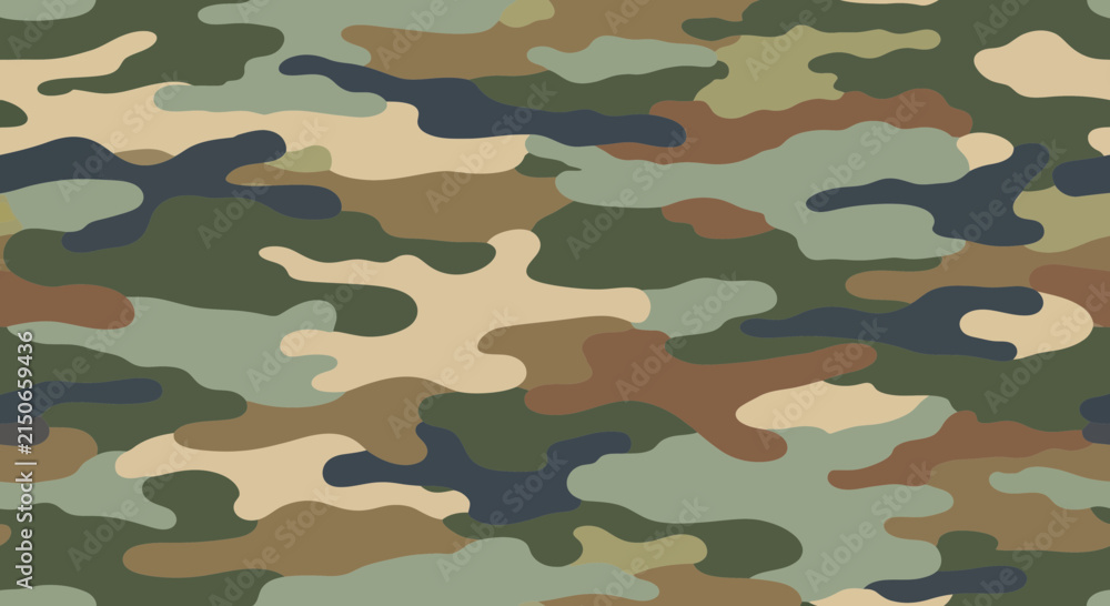 Fototapeta premium Camouflage Pattern, Military Style, Abstract Background, Earth Tones, Woodland Design