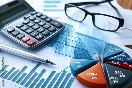collage, financial chart