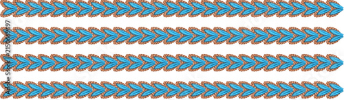 Blue and Orange Decorative Embroidery Border Pattern