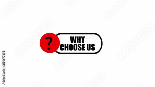 Why Choose Us Text Animation with Question Mark Icon, Modern Business Corporate Typography for Marketing and Presentation.