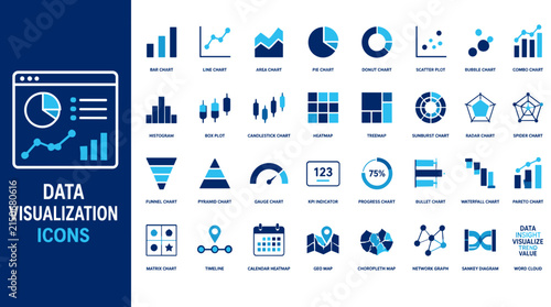 Collection of Data Visualization Icons for Analytics.