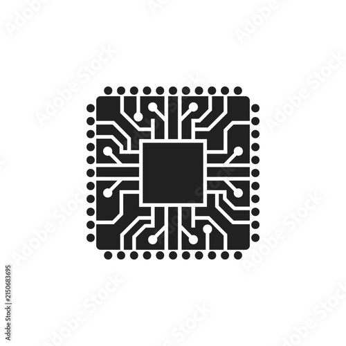 Processor cpu microchip chip in circuit technology hardware of board computer semiconductor silicon icon vector