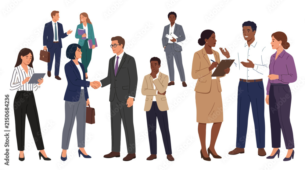 Obraz premium Diverse Business People Group Set, Professional Office Workers and Corporate Team Members