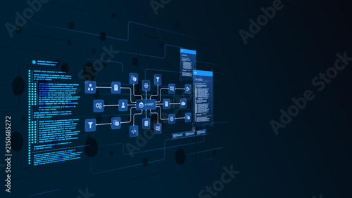 AI workflow automation artificial intelligence. ai agent system diagram machine learning architecture data processing system, coding and automation system.