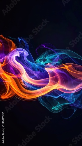 Vibrant swirls of colorful smoke in abstract patterns.