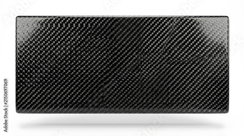 Rectangular slab of black woven carbon fiber material.