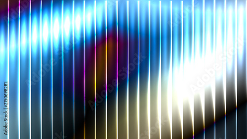 Abstract background with vertical glowing light stripes and blue and white neon lines