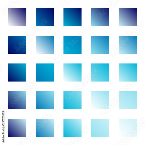 Set of 25 Blue Gradient Square Icons for UI Design and Professional Color Palette Inspiration