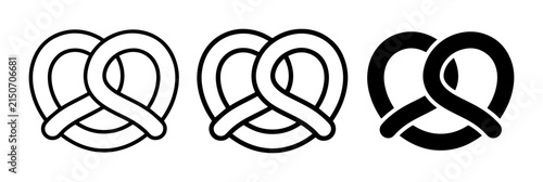 Pretzel Icons, Baked Goods Vector Graphics, Simple Food Symbols