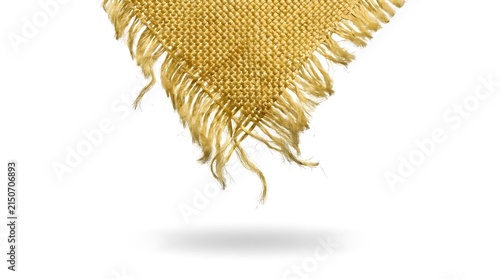 Yellow burlap textile with frayed edges