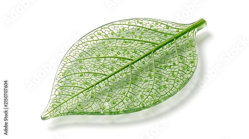 Skeletal green leaf structure showing translucent veins.