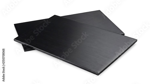 Sleek matte black rectangular panels overlapping on white.