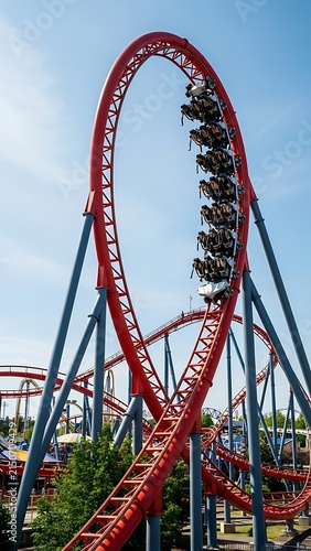 Roller Coaster Loop Extreme Thrill Ride Amusement Park Fun.