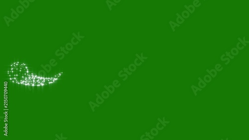 Twinkling white glitter stars line trail animation with magical fairy dust particle burst, glowing starlight shimmer motion, smooth fantasy effect overlay for video editing on green screen. 4k