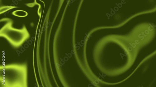 Abstract dark green liquid wave texture with metallic fluid ripples and glowing neon light effects
