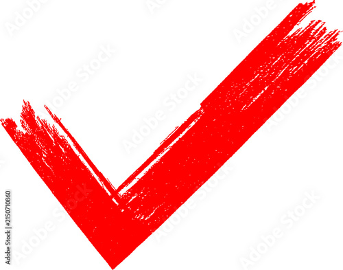 Red checkmark icon PNG representing approval, confirmation, success and correct selection with a bold painted brushstroke design, Isolated on Transparent Background