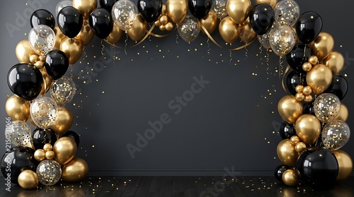 Black and gold balloon arch for luxury celebration