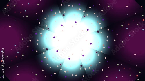 Futuristic Glowing Cyan Light Burst with Abstract Starfield Bokeh and Purple Gradient Background