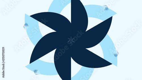 Abstract Blue and White Geometric Pinwheel Graphic for Corporate Branding and Minimalist Design Backgrounds